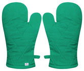 Heart Home Heat Resistant Cotton Kitchen Oven Mitt Microwave Gloves, Set of 2 (Green)-HS43HEARTH26088